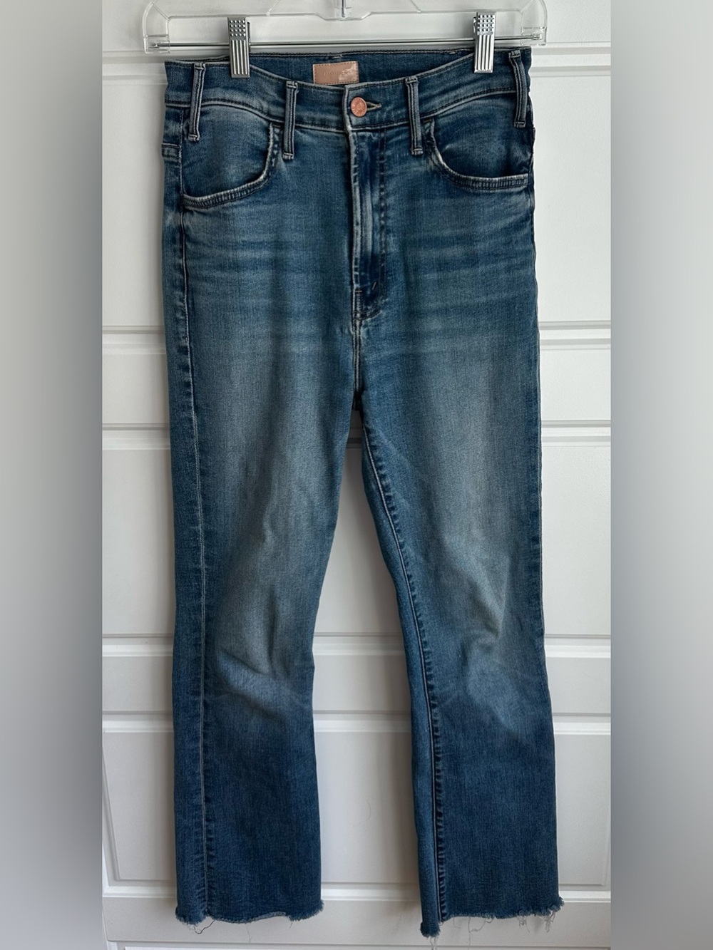 MOTHER The Hustler Ankle Fray Jeans In Healing Jar Finish Size 26